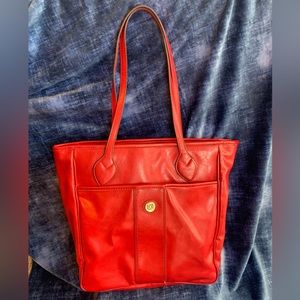 Red shoulder bag, Liz Claiborne three full size pockets laptop